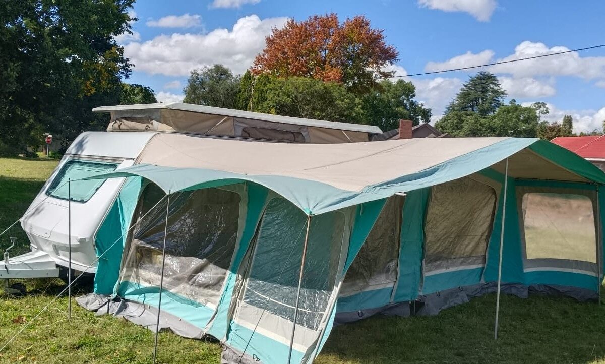1995 Gypsey Regal — exterior with full tent and rally tent pitched